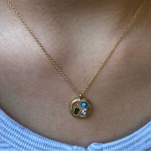 Vintage Gold Over Sterling Silver 90s Bejeweled Nugget Pendant